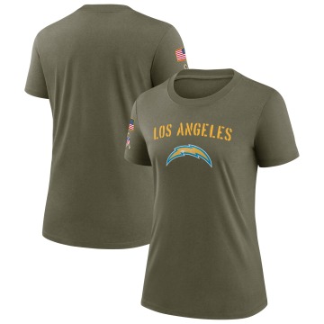 Los Angeles Chargers Women's Olive Legend 2022 Salute To Service T-Shirt