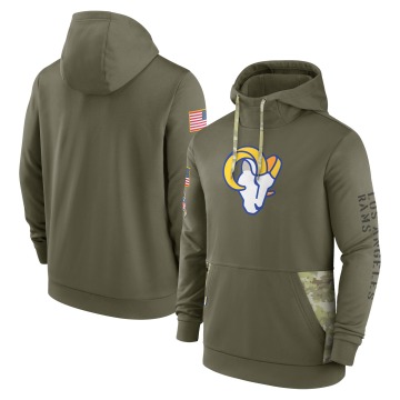 Los Angeles Rams Men's Olive 2022 Salute to Service Therma Performance Pullover Hoodie