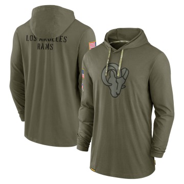 Los Angeles Rams Men's Olive 2022 Salute to Service Tonal Pullover Hoodie