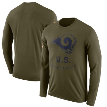 Los Angeles Rams Men's Olive Legend 2018 Salute to Service Sideline Performance Long Sleeve T-Shirt