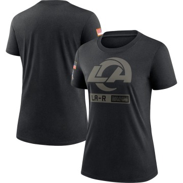 Los Angeles Rams Women's Black 2020 Salute To Service Performance T-Shirt