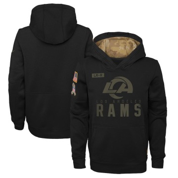 Los Angeles Rams Youth Black 2020 Salute to Service Pullover Performance Hoodie