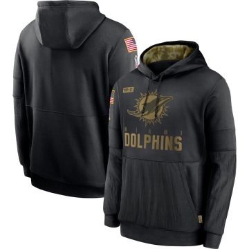 Miami Dolphins Men's Black 2020 Salute to Service Sideline Performance Pullover Hoodie