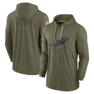 Miami Dolphins Men's Olive 2022 Salute to Service Tonal Pullover Hoodie