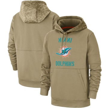 Miami Dolphins Men's Tan 2019 Salute to Service Sideline Therma Pullover Hoodie