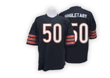 Mike Singletary Men's Blue Authentic Team Color With Big Number Throwback Jersey