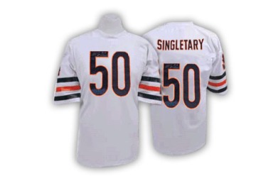 Mike Singletary Men's White Authentic Big Number With Bear Patch Throwback Jersey
