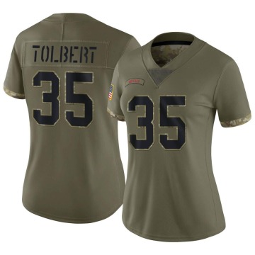 Mike Tolbert Women's Olive Limited 2022 Salute To Service Jersey