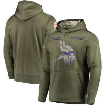 Minnesota Vikings Men's Olive 2018 Salute to Service Sideline Therma Performance Pullover Hoodie