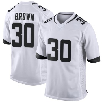 Montaric Brown Youth White Game Jersey
