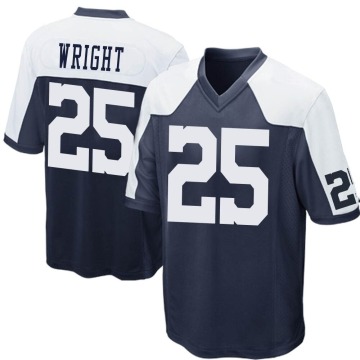 Nahshon Wright Youth Navy Blue Game Throwback Jersey