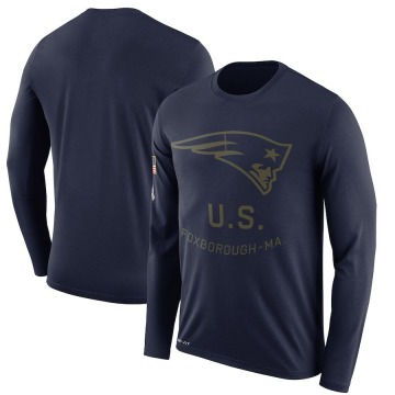 New England Patriots Men's Navy Legend 2018 Salute to Service Sideline Performance Long Sleeve T-Shirt