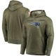 New England Patriots Men's Olive 2018 Salute to Service Sideline Therma Performance Pullover Hoodie