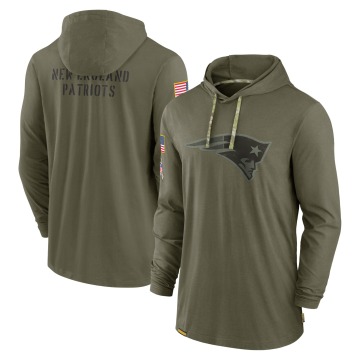 New England Patriots Men's Olive 2022 Salute to Service Tonal Pullover Hoodie