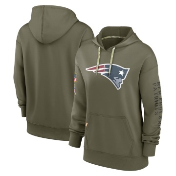 New England Patriots Women's Olive 2022 Salute To Service Performance Pullover Hoodie