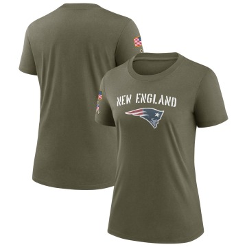 New England Patriots Women's Olive Legend 2022 Salute To Service T-Shirt