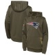 New England Patriots Youth Olive 2022 Salute To Service Performance Pullover Hoodie
