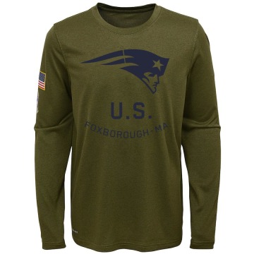 New England Patriots Youth Olive Legend 2018 Salute to Service Performance Long Sleeve T-Shirt