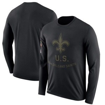New Orleans Saints Men's Black Legend 2018 Salute to Service Sideline Performance Long Sleeve T-Shirt