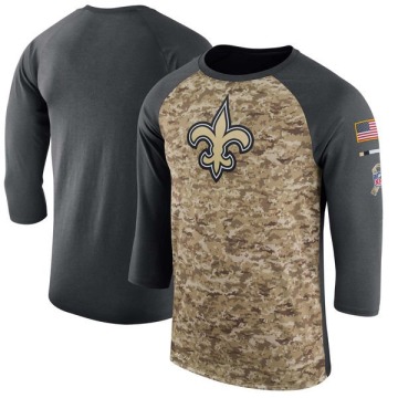 New Orleans Saints Men's Camo Legend /Anthracite Salute to Service 2017 Sideline Performance Three-Quarter Sleeve T-Shirt