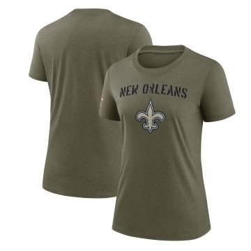 New Orleans Saints Women's Olive Legend 2022 Salute To Service T-Shirt