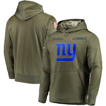 New York Giants Men's Olive 2018 Salute to Service Sideline Therma Performance Pullover Hoodie