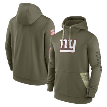 New York Giants Men's Olive 2022 Salute to Service Therma Performance Pullover Hoodie