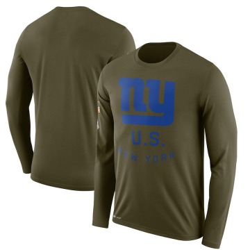 New York Giants Men's Olive Legend 2018 Salute to Service Sideline Performance Long Sleeve T-Shirt
