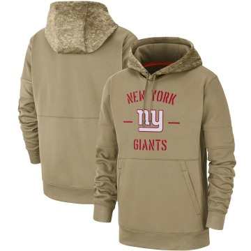 New York Giants Men's Tan 2019 Salute to Service Sideline Therma Pullover Hoodie