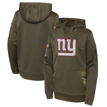 New York Giants Youth Olive 2022 Salute To Service Performance Pullover Hoodie