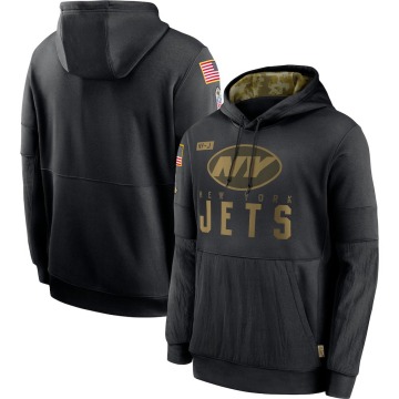 New York Jets Men's Black 2020 Salute to Service Sideline Performance Pullover Hoodie