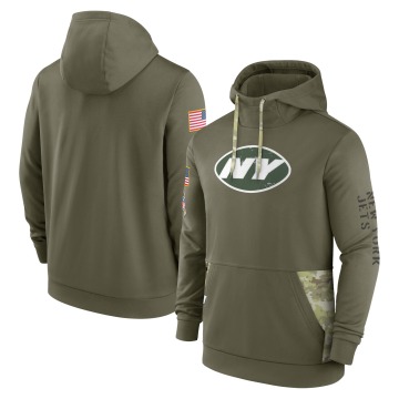 New York Jets Men's Olive 2022 Salute to Service Therma Performance Pullover Hoodie