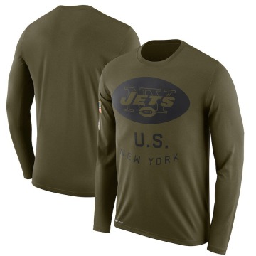 New York Jets Men's Olive Legend 2018 Salute to Service Sideline Performance Long Sleeve T-Shirt