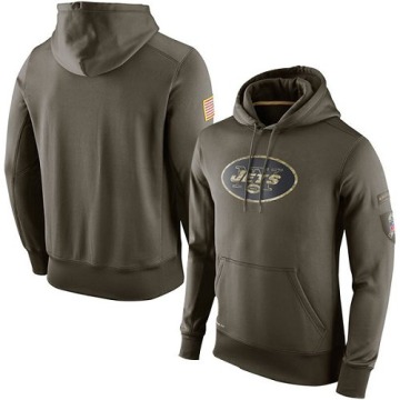 New York Jets Men's Olive Salute To Service KO Performance Hoodie