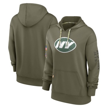 New York Jets Women's Olive 2022 Salute To Service Performance Pullover Hoodie