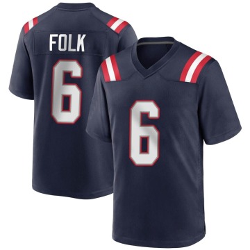 Nick Folk Youth Navy Blue Game Team Color Jersey