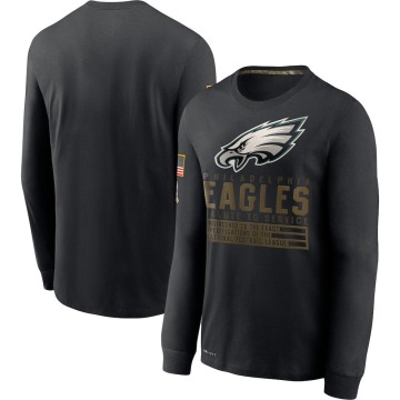 Philadelphia Eagles Men's Black 2020 Salute to Service Sideline Performance Long Sleeve T-Shirt