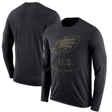 Philadelphia Eagles Men's Black Legend 2018 Salute to Service Sideline Performance Long Sleeve T-Shirt