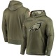 Philadelphia Eagles Men's Olive 2018 Salute to Service Sideline Therma Performance Pullover Hoodie