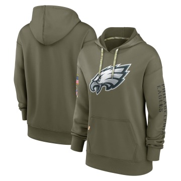 Philadelphia Eagles Women's Olive 2022 Salute To Service Performance Pullover Hoodie