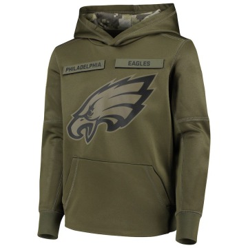 Philadelphia Eagles Youth Green 2018 Salute to Service Pullover Performance Hoodie
