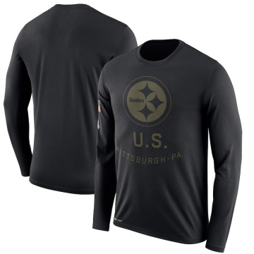 Pittsburgh Steelers Men's Black Legend 2018 Salute to Service Sideline Performance Long Sleeve T-Shirt