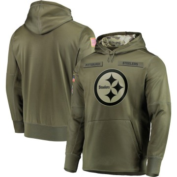 Pittsburgh Steelers Men's Olive 2018 Salute to Service Sideline Therma Performance Pullover Hoodie