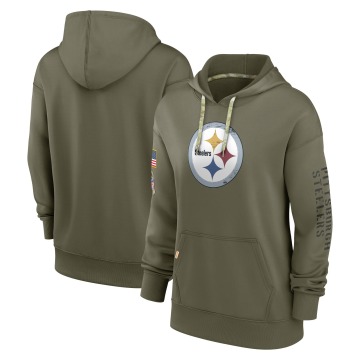 Pittsburgh Steelers Women's Olive 2022 Salute To Service Performance Pullover Hoodie