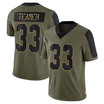 Roderic Teamer Men's Olive Limited 2021 Salute To Service Jersey