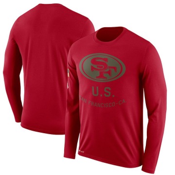 San Francisco 49ers Men's Scarlet Legend 2018 Salute to Service Sideline Performance Long Sleeve T-Shirt