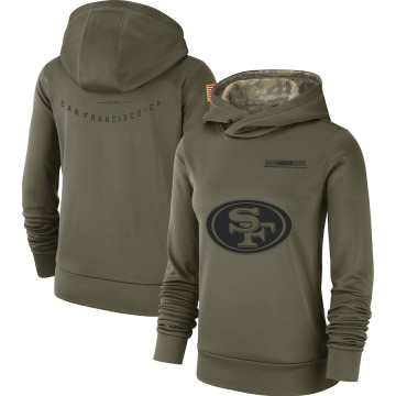 San Francisco 49ers Women's Olive 2018 Salute to Service Team Logo Performance Pullover Hoodie