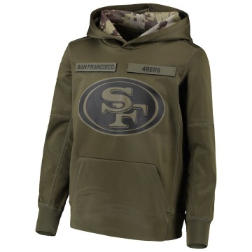 San Francisco 49ers Youth Green 2018 Salute to Service Pullover Performance Hoodie