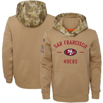 San Francisco 49ers Youth Khaki 2019 Salute to Service Therma Pullover Hoodie