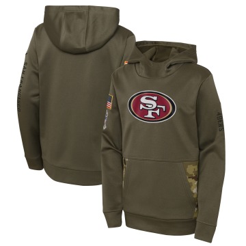 San Francisco 49ers Youth Olive 2022 Salute To Service Performance Pullover Hoodie